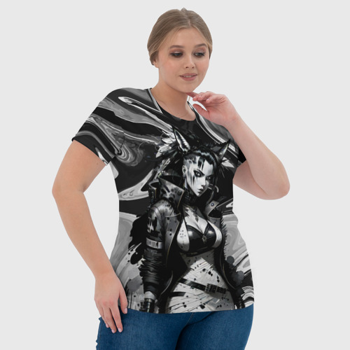 Женская футболка 3D Девушка-оборотень - искусство, цвет 3D печать - фото 6