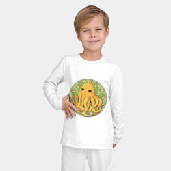 Пижама с принтом Банановый осьминожка для ребенка, вид на модели спереди №2. Цвет основы: белый