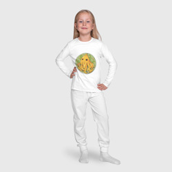 Пижама с принтом Банановый осьминожка для ребенка, вид на модели спереди №4. Цвет основы: белый