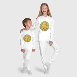 Пижама с принтом Банановый осьминожка для ребенка, вид на модели спереди №5. Цвет основы: белый