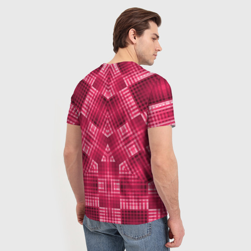 Мужская футболка 3D Геометрический узор арт-деко в красных тонах, цвет 3D печать - фото 4