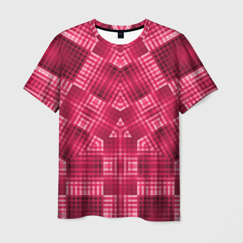 Мужская футболка 3D Геометрический узор арт-деко в красных тонах, цвет 3D печать