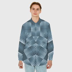 Мужская рубашка oversize 3D Геометрические фигуры в темных цветах - фото 2