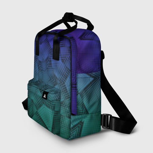 Женский рюкзак 3D с принтом Холодный градиент зелено-фиолетовый, фото на моделе #1
