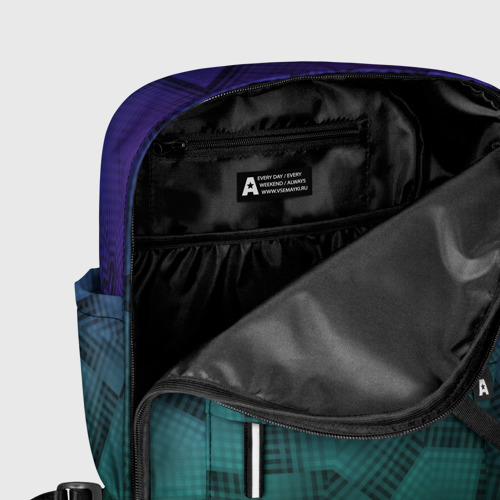 Женский рюкзак 3D с принтом Холодный градиент зелено-фиолетовый, фото #5