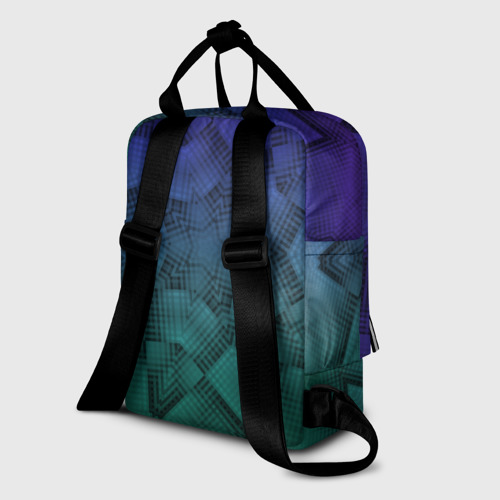 Женский рюкзак 3D с принтом Холодный градиент зелено-фиолетовый, вид сзади #1