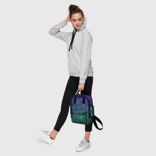 Женский рюкзак 3D с принтом Холодный градиент зелено-фиолетовый, фото #4