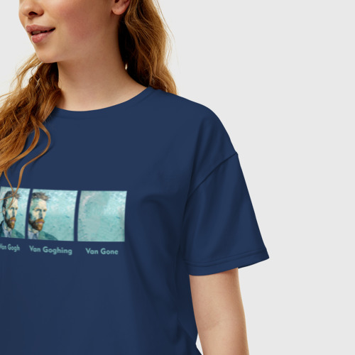 Женская футболка хлопок Oversize Van Going, цвет темно-синий - фото 3