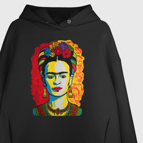 Женское худи Oversize хлопок Фрида Кало Frida Khalo, цвет черный - фото 3