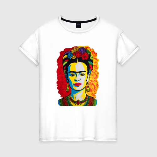 Женская футболка из хлопка с принтом Фрида Кало Frida Khalo, вид спереди №1