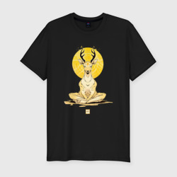 Мужская футболка хлопок Slim Медитирующий олень - мир