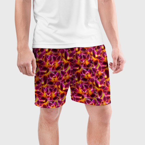 Мужские шорты спортивные Желто розовая орхидея, цвет 3D печать - фото 3