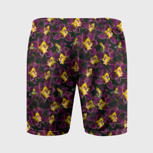 Мужские шорты спортивные Фиолетово желтая орхидея, цвет 3D печать - фото 2