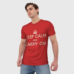 Мужская футболка 3D Keep Calm and Carry On - фото 2