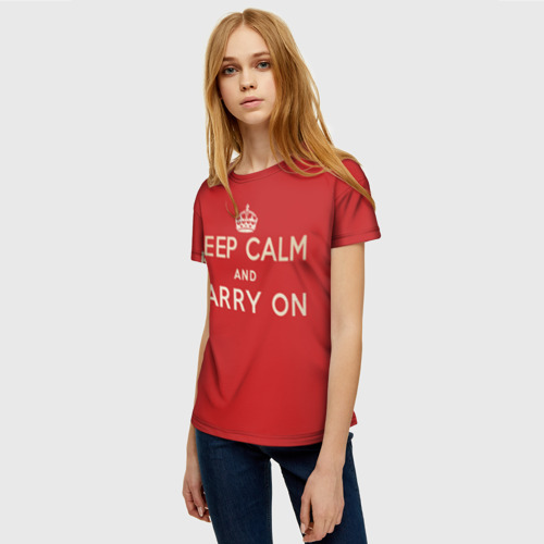 Женская футболка 3D Keep Calm and Carry On, цвет 3D печать - фото 3