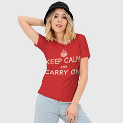 Женская футболка 3D Slim Keep Calm and Carry On - фото 2