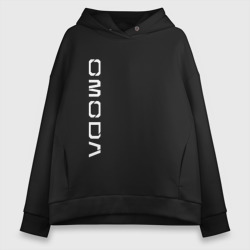 Женское худи Oversize хлопок Omoda white vertical logo