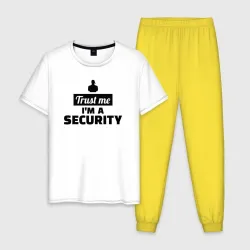 Мужская пижама с белой футболкой хлопок Верь мне я охранник