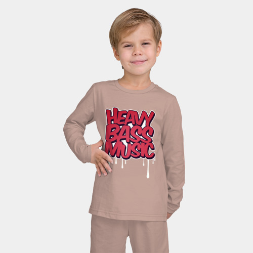 Детская пижама с лонгсливом хлопок с принтом Heavy bass music, фото на моделе #1
