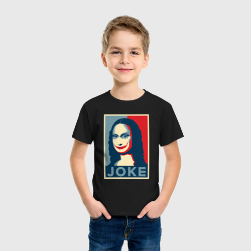 Детская футболка хлопок с принтом Joke Джоконда, фото на моделе #1
