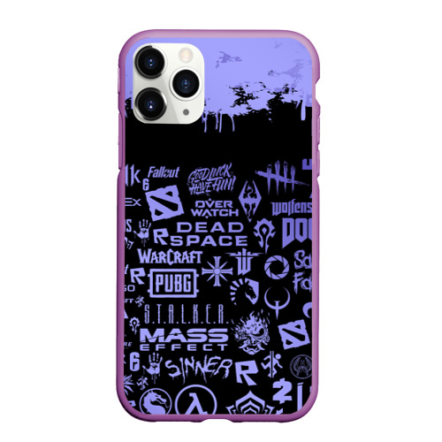 Чехол для iPhone 11 Pro Max матовый Games pattern, цвет фиолетовый