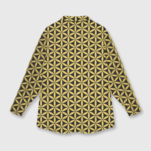 Женская рубашка oversize 3D с принтом Цветок Жизни - Золото, вид сзади #1