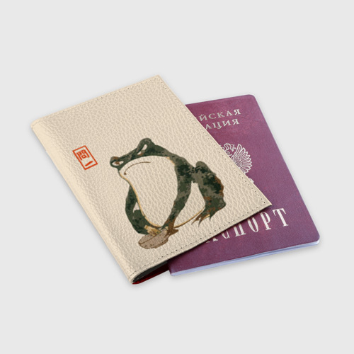 Обложка для паспорта матовая кожа Лягушка - Мацумото Ходжи, цвет красный - фото 3