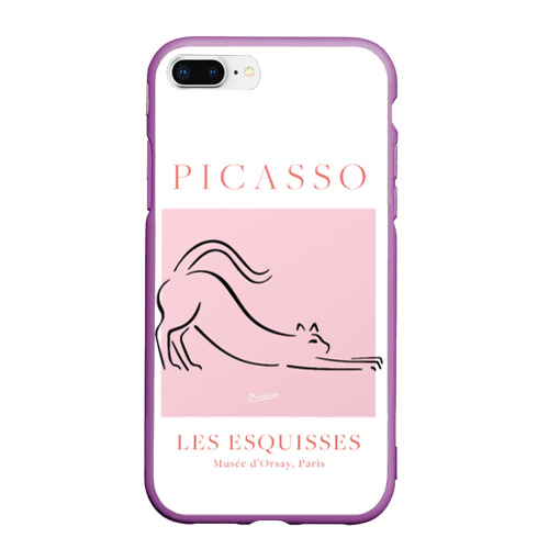 Чехол для iPhone 7Plus/8 Plus матовый с принтом Кот - Пабло Пикассо, вид спереди #2