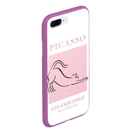 Чехол для iPhone 7Plus/8 Plus матовый с принтом Кот - Пабло Пикассо, вид сбоку #3