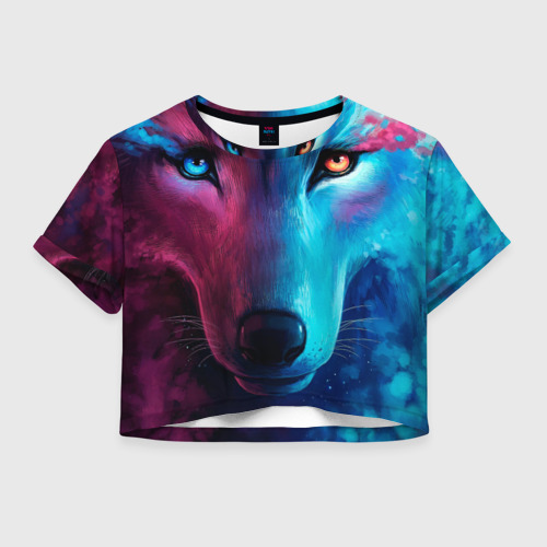 Женская футболка Crop-top 3D Космический волчок, цвет 3D печать