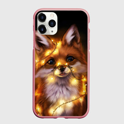 Чехол для iPhone 11 Pro Max матовый Лисенок в гирлянде