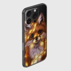Чехол для iPhone 16 Pro силиконовый с защитой камеры Лисенок в гирлянде - фото 2