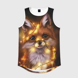 Мужская спортивная майка 3D Лисенок в гирлянде