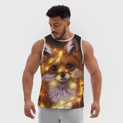 Мужская спортивная майка 3D Лисенок в гирлянде - фото 2