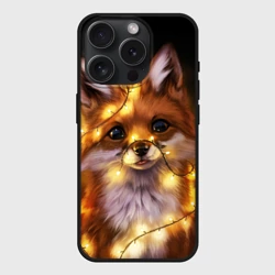 Чехол силиконовый для Apple iPhone 15 Pro матовый Лисенок в гирлянде