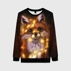 Женский свитшот 3D Лисенок в гирлянде