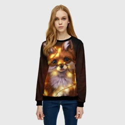 Женский свитшот 3D Лисенок в гирлянде - фото 2