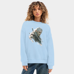 Женский свитшот oversize без начеса хлопок Портрет Ведьмака - фото 2