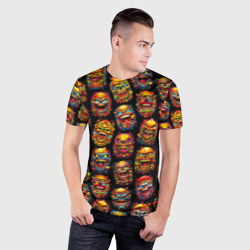 Мужская футболка 3D Slim Monster burgers - pattern - фото 2