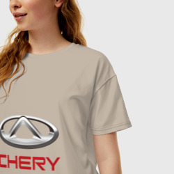 Женская футболка хлопок Oversize Chery - лого - фото 2