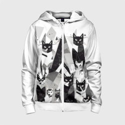 Детская толстовка 3D на молнии Абстрактные коты