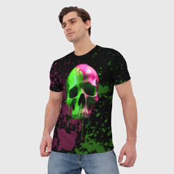 Мужская футболка 3D Кислотный череп в краске - фото 2