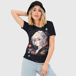 Женская футболка 3D Slim Девушка с кристаллами - фото 2