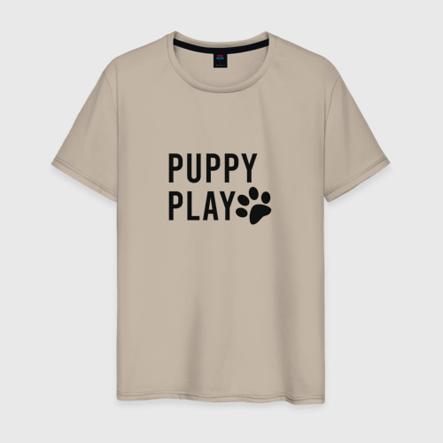 Мужская футболка хлопок Puppy Play, цвет миндальный