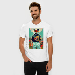 Мужская футболка хлопок Slim Лис в татухах - спортсмен - фото 2