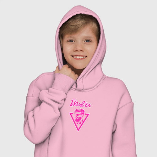 Детское худи Oversize хлопок Барбер как Barbie, цвет светло-розовый - фото 12