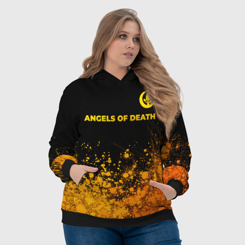 Женская толстовка 3D Angels of Death - gold gradient: символ сверху, цвет 3D печать - фото 6