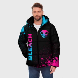 Мужская зимняя куртка 3D Bleach - neon gradient: надпись, символ - фото 2