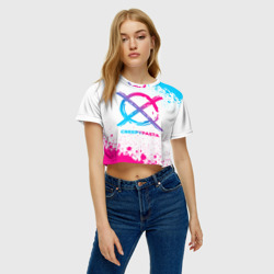 Женская футболка Crop-top 3D CreepyPasta neon gradient style - фото 2