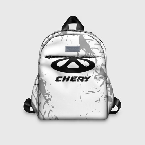 Детский рюкзак 3D Chery Speed на светлом фоне со следами шин